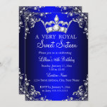 Royal Blue Sweet 16 Silver Pearl Damask crown Kaart<br><div class="desc">Royal Blue Sweet 16 crown tiara Birthday Invitation. Elegant pareldemasontwerp. Let op: alle platte afbeeldingen hebben geen echte juwelen!</div>