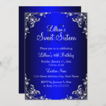 Royal Blue Sweet 16 Silver Pearl Damask Kaart<br><div class="desc">Royal Blue Sweet 16 Birthday Invitation. Elegant pareldemasontwerp. Let op: alle platte afbeeldingen hebben geen echte juwelen!</div>