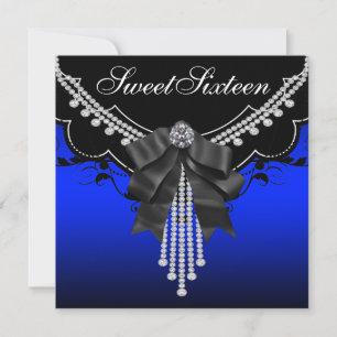 Royal Blue Sweet Sixteen Birthday Party Kaart