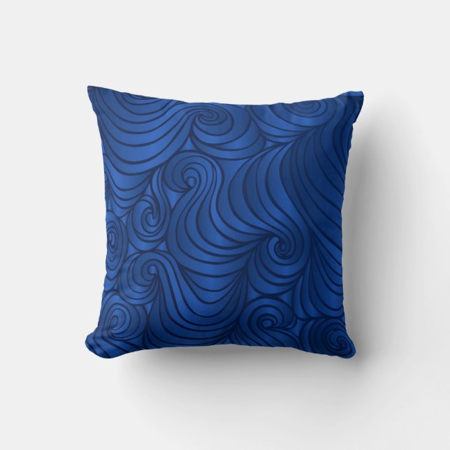Royal Blue Swirl Pillow Kussen (Voorkant)