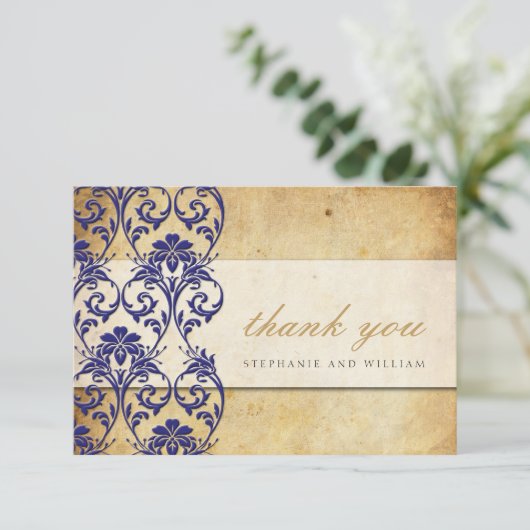 Royal Blue Swirl Weddenschap Hartelijk dank Bedankkaart (Staand voorkant)