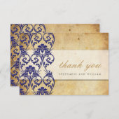 Royal Blue Swirl Weddenschap Hartelijk dank Bedankkaart (Voorkant / Achterkant)