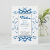 Royal Blue  Swirls Bridal Shower Kaart (Staand voorkant)