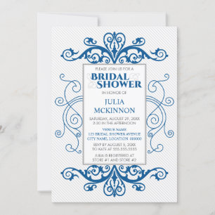Royal Blue  Swirls Bridal Shower Kaart