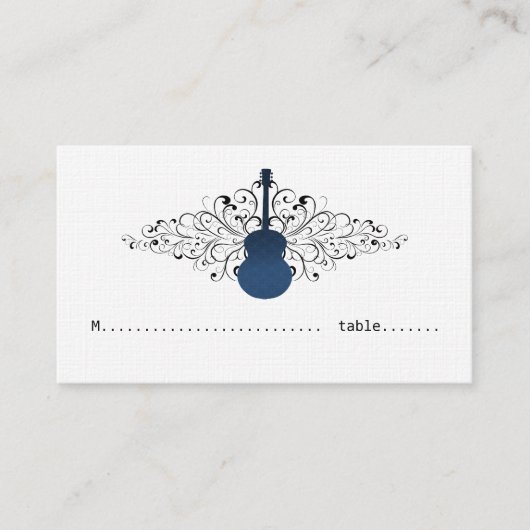 Royal Blue Swirls Guitar Place Card Plaatskaartje (Voorkant)