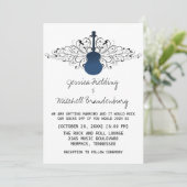 Royal Blue Swirls Guitar Wedding Uitnodiging (Staand voorkant)
