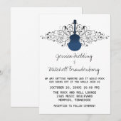 Royal Blue Swirls Guitar Wedding Uitnodiging (Voorkant / Achterkant)