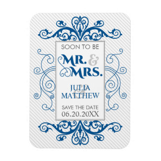 Royal Blue  Swirls Save the Date Wedding Magneet