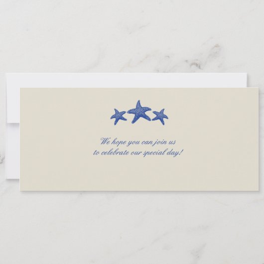 Royal Blue Tan Starfish Boarding Pass Weddenschap Kaart (Achterkant)
