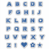 Royal Blue Text Capital Letters Alphabet Heart Sticker (Voorkant)