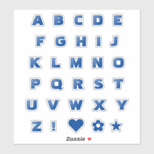 Royal Blue Text Capital Letters Alphabet Heart Sticker