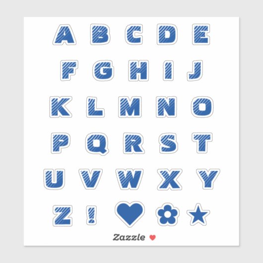 Royal Blue Text Capital Letters Alphabet Heart Sticker (Vel)