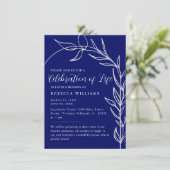 Royal Blue Text Minimal Celebration of Life Kaart (Staand voorkant)