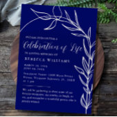 Royal Blue Text Minimal Celebration of Life Kaart