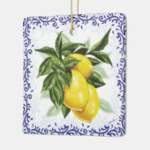 Royal Blue Toile Filigree Lemons Ornament (Links)