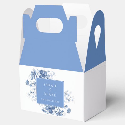 Royal Blue Toile Floral Bedankdoosjes (Geopend)