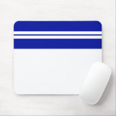 Royal Blue Top Racing Stripes Witte Achtergrond Muismat (Met muis)