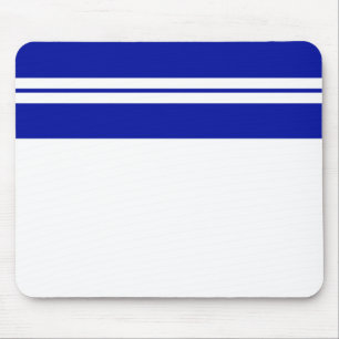 Royal Blue Top Racing Stripes Witte Achtergrond Muismat