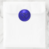Royal Blue Two Hearts Intertwined Wedding Ronde Sticker (Tas)