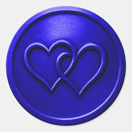 Royal Blue Two Hearts Intertwined Wedding Ronde Sticker (Voorkant)