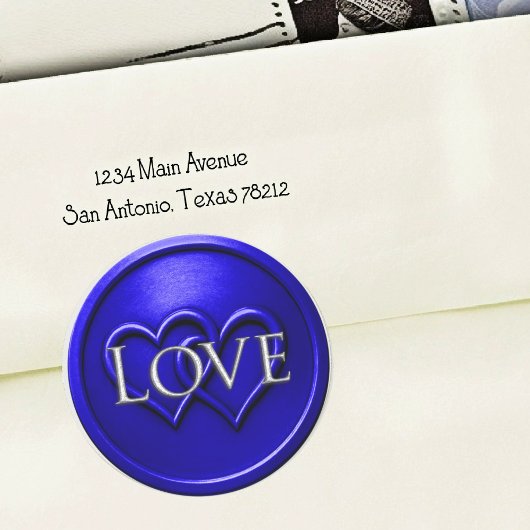 Royal Blue Two Hearts Intertwined Wedding Ronde Sticker