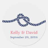 Royal Blue Tying the Knot Wedding Favor Stickers (Voorkant)