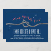 Royal Blue Tying the Knot Wedding Invitations Kaart (Voorkant / Achterkant)