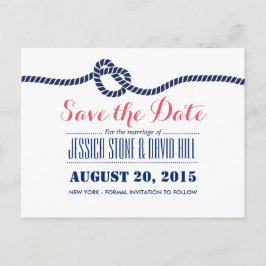 Royal Blue Tying the Knot Wedding Save the Date Aankondigingskaart