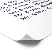 Royal Blue Tying the Knot Wedding Seating Chart Poster (Hoek)