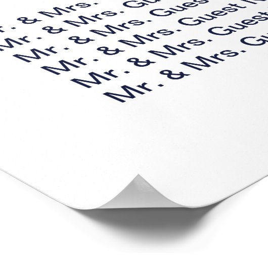 Royal Blue Tying the Knot Wedding Seating Chart Poster (Hoek)