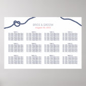 Royal Blue Tying the Knot Wedding Seating Chart Poster (Voorkant)