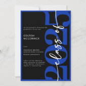 Royal Blue Typography Afstudeerder aangekondigd Kaart (Voorkant)