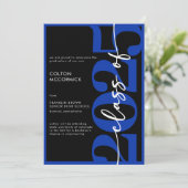 Royal Blue Typography Afstudeerder aangekondigd Kaart (Staand voorkant)