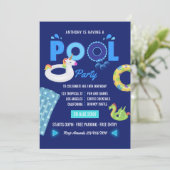 Royal Blue Unicorn en Dragon Pool Birthday Party Kaart (Staand voorkant)