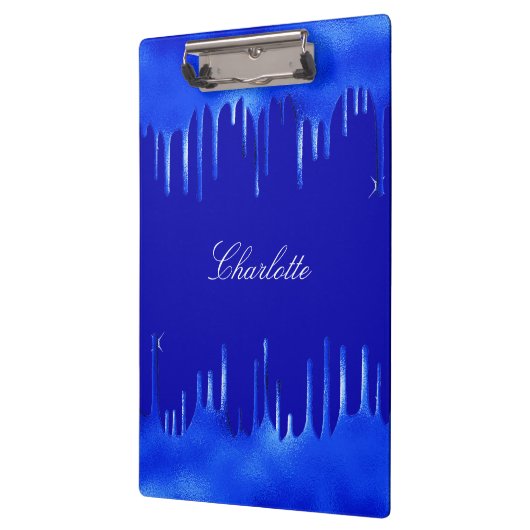 Royal blue-verfdruppelnaamscript klembord (Links)