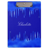 Royal blue-verfdruppelnaamscript klembord (Voorkant)