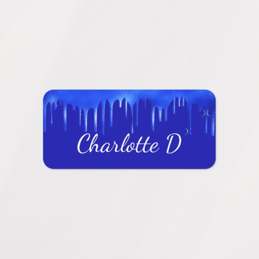 Royal blue-verfdruppelnaamscript labels (Design 2)