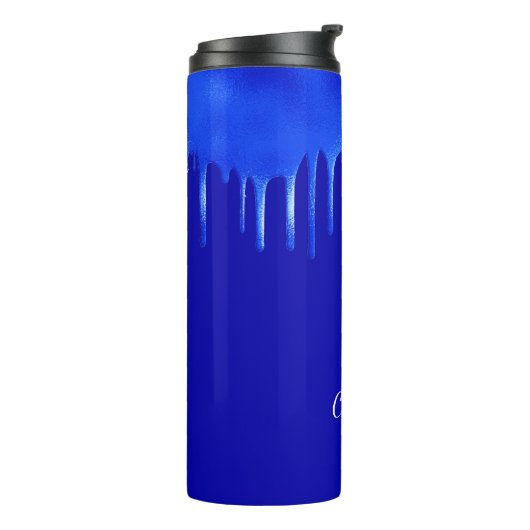 Royal blue-verfdruppelnaamscript thermosbeker (Gedraaid links)