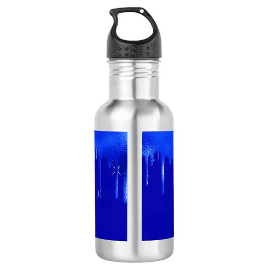 Royal blue-verfdruppelnaamscript waterfles  (Achterkant)