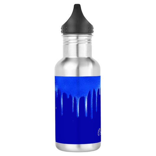 Royal blue-verfdruppelnaamscript waterfles (Links)