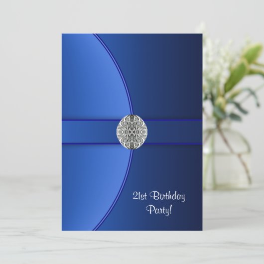 Royal Blue verjaardagsfeest Kaart (Staand voorkant)