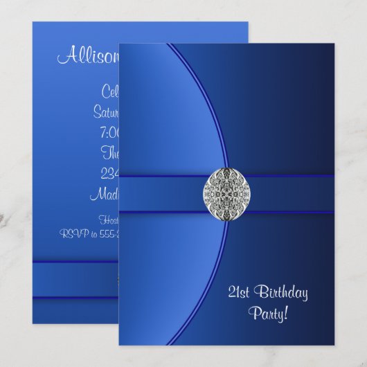 Royal Blue verjaardagsfeest Kaart (Voorkant / Achterkant)