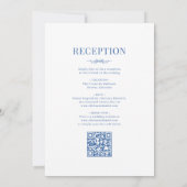 Royal Blue Victorian QR Code All in One Wedding  Kaart (Achterkant)