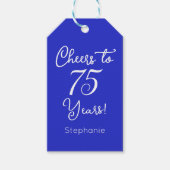 Royal Blue viert 75 jaar 75ste verjaardag Cadeaulabel (Voorkant)