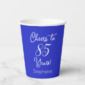 Royal Blue viert 85 jaar 85ste verjaardag Papieren Bekers (Achterkant)