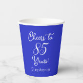 Royal Blue viert 85 jaar 85ste verjaardag Papieren Bekers (Voorkant)