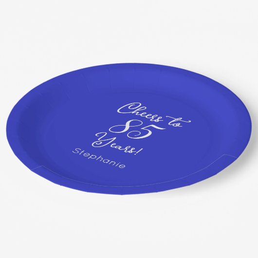 Royal Blue viert 85 jaar 85ste verjaardag Papieren Bordje (Gekanteld)