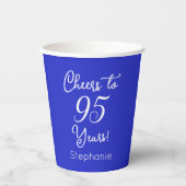 Royal Blue viert 95 jaar 95ste verjaardag Papieren Bekers (Voorkant)