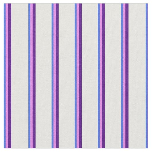 Royal Blue, Violet, Indigo & White Stripes Stof (Close Up)