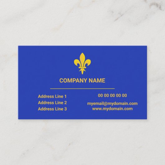 Royal Blue Visitekaartje met Gold Fleur de Lis (Voorkant)